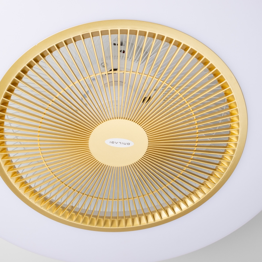 Brilagi - Luminária LED Regulável com Ventilador AURA LED/38W/230V 3000-6000K dourado + controlo remoto