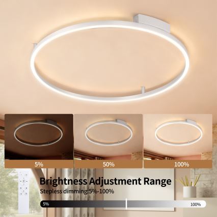 Brilagi - Candeeiro de tecto LED dimerizável PORTOFINO LED/60W/230V 3000-6000K diâmetro 80 cm prateado + controlo remoto