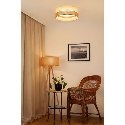 Brilagi - Plafon LED regulável ROYAL YUTE LED/24W/230V diâmetro 45 cm 3000/4000/6500K bege/creme + comando à distância