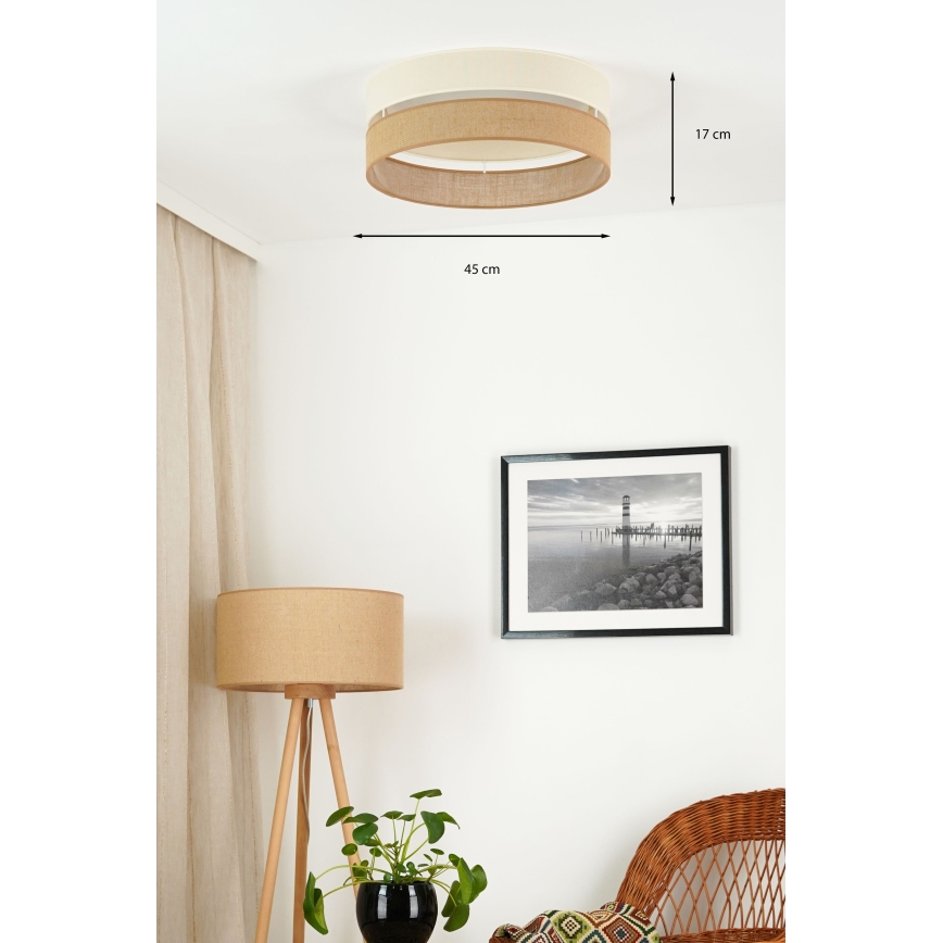 Brilagi - Plafon LED regulável ROYAL YUTE LED/24W/230V diâmetro 45 cm 3000/4000/6500K bege/creme + comando à distância