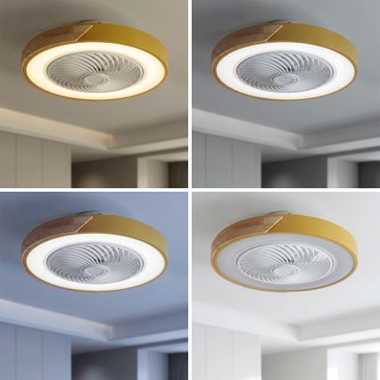 Brilagi - Plafon LED dimerizável com ventilador LED/38W/230V 3000-6500K 3000-6500K Ø 50 cm dourado/carvalho + controlo remoto