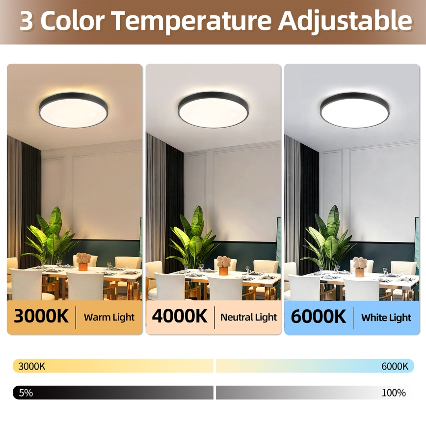 Brilagi - Candeeiro de tecto LED dimável GLASS POOL DOUBLE LED/60W/230V 3000-6000K 50 cm preto + comando remoto