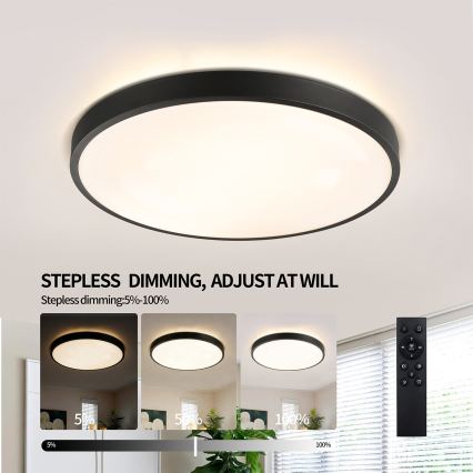 Brilagi - Candeeiro de tecto LED dimável GLASS POOL DOUBLE LED/60W/230V 3000-6000K 50 cm preto + comando remoto