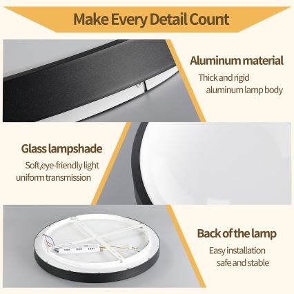 Brilagi - Luminária de teto LED regulável GLASS POOL DOUBLE LED/80W/230V 3000-6000K 60 cm preta + controlo remoto