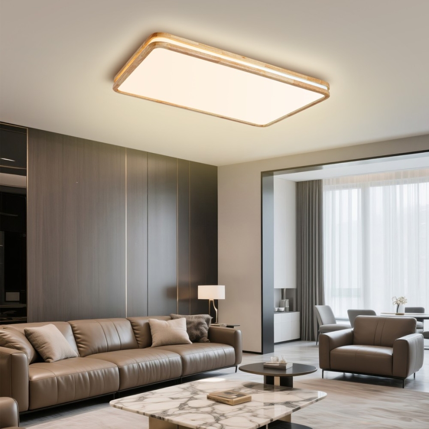 Brilagi - Candeeiro de tecto LED dimerizável MOLINA SQUARE LED/128W/230V 3000-6000K carvalho 90x60 cm + controlo remoto