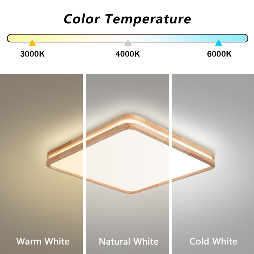 BRILAGI - Candeeiro de teto LED regulável MOLINA SQUARE LED/80W/230V 3000-6000K carvalho 60x60 cm + controlo remoto