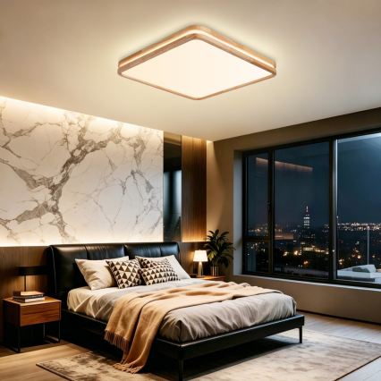 BRILAGI - Candeeiro de teto LED regulável MOLINA SQUARE LED/80W/230V 3000-6000K carvalho 60x60 cm + controlo remoto