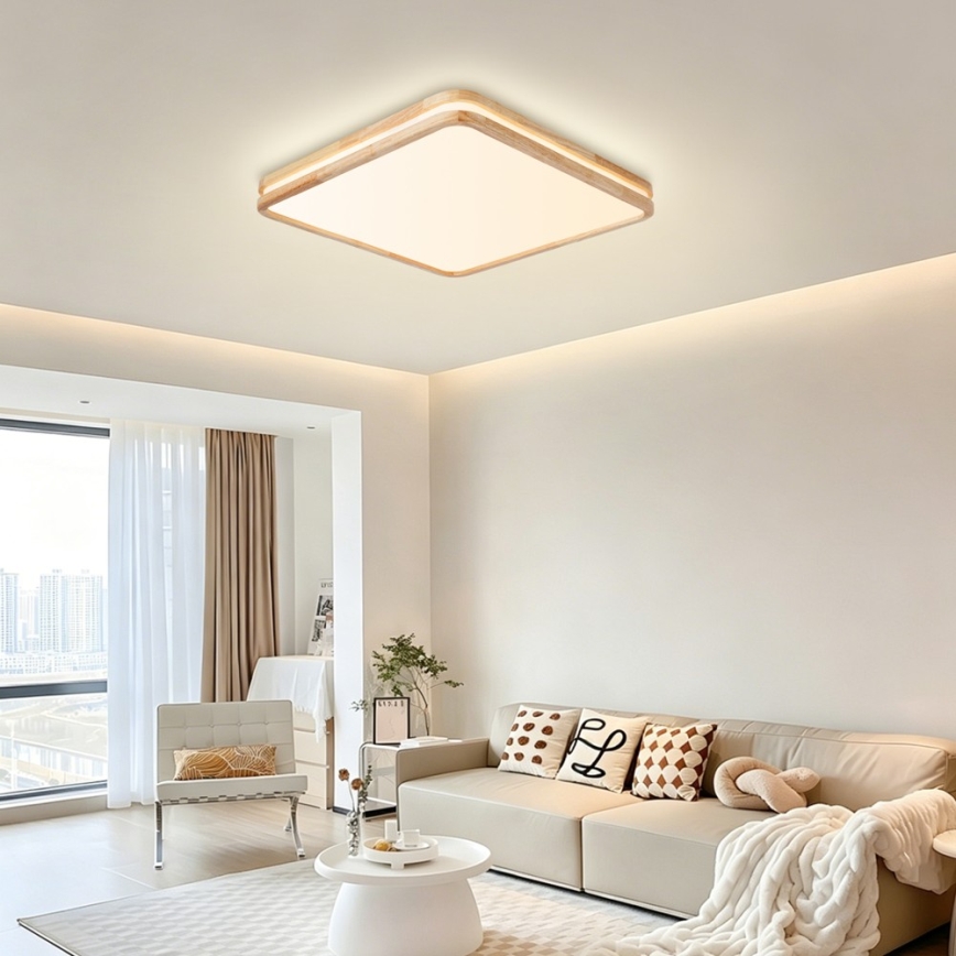 BRILAGI - Candeeiro de teto LED regulável MOLINA SQUARE LED/80W/230V 3000-6000K carvalho 60x60 cm + controlo remoto