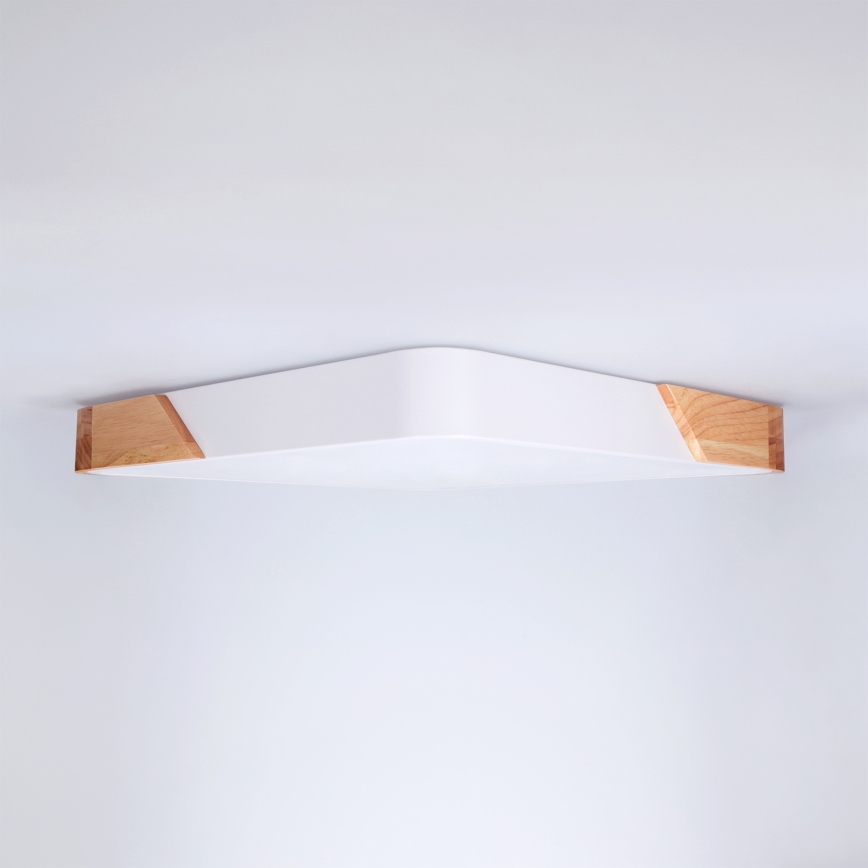 Brilagi - Candeeiro de teto LED regulável PILANA LED/48W/230V 3000-6500K carvalho/branco 42x42 cm + comando remoto