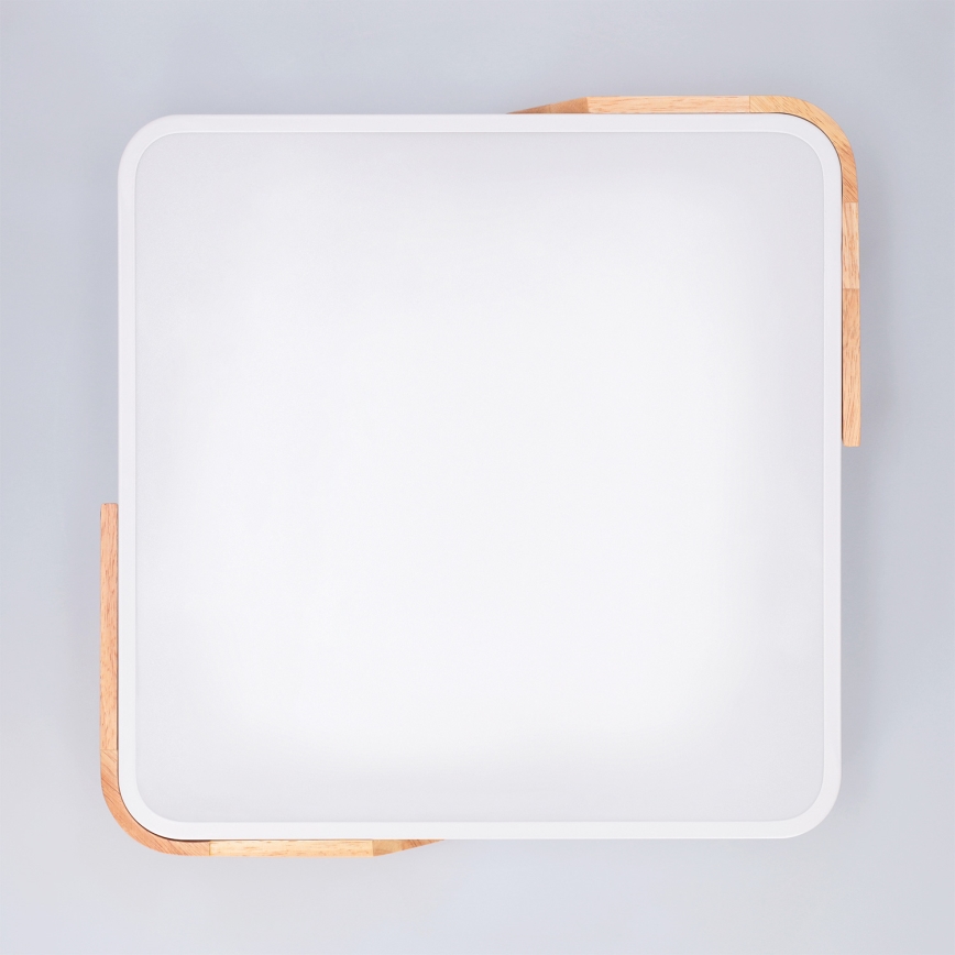 Brilagi - Candeeiro de teto LED regulável PILANA LED/48W/230V 3000-6500K carvalho/branco 42x42 cm + comando remoto