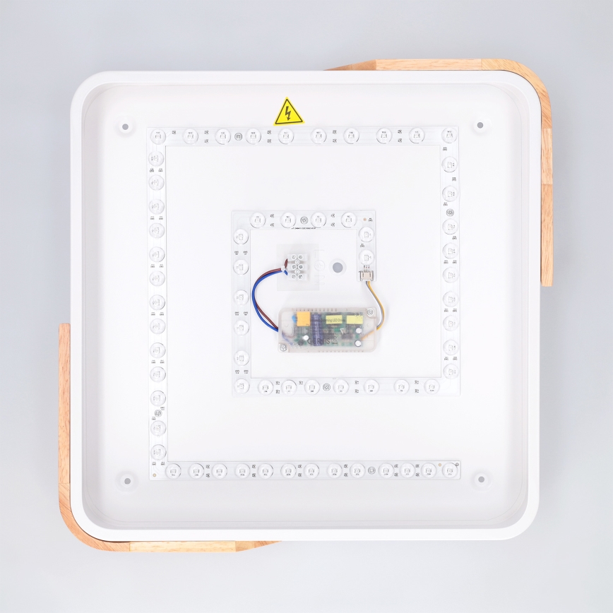 Brilagi - Candeeiro de teto LED regulável PILANA LED/48W/230V 3000-6500K carvalho/branco 42x42 cm + comando remoto