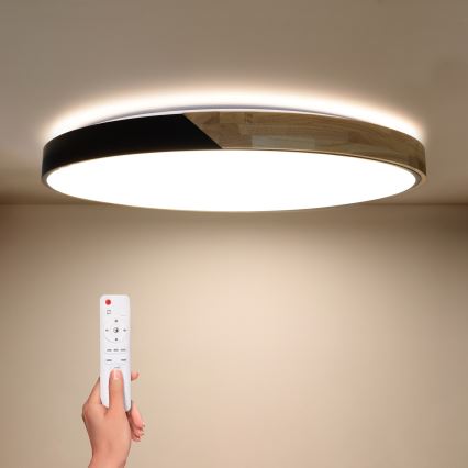 Brilagi - Candeeiro de tecto LED regulável PILANA LED/72W/230V 3000-6500K carvalho/preto Ø 80 cm + controlo remoto