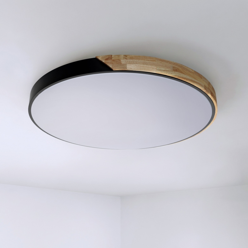 Brilagi - Candeeiro de tecto LED regulável PILANA LED/72W/230V 3000-6500K carvalho/preto Ø 80 cm + controlo remoto
