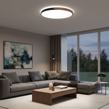 Brilagi - Candeeiro de tecto LED regulável PILANA LED/72W/230V 3000-6500K carvalho/preto Ø 80 cm + controlo remoto