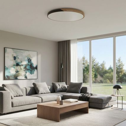 Brilagi - Candeeiro de tecto LED regulável PILANA LED/72W/230V 3000-6500K carvalho/preto Ø 80 cm + controlo remoto