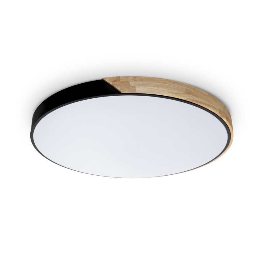 Brilagi - Candeeiro de tecto LED regulável PILANA LED/72W/230V 3000-6500K carvalho/preto Ø 80 cm + controlo remoto