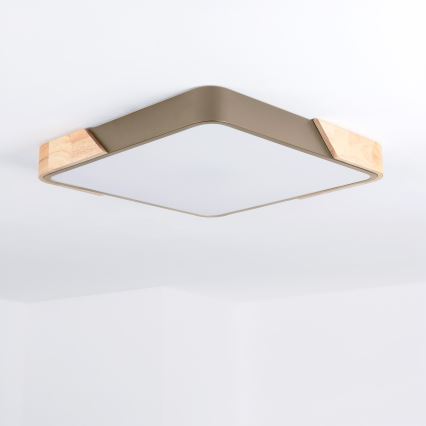 BRILAGI - Candeeiro de tecto LED dimerizável PILANA SQUARE LED/48W/230V 3000-6500K carvalho/bege 42x42 cm + comando remoto