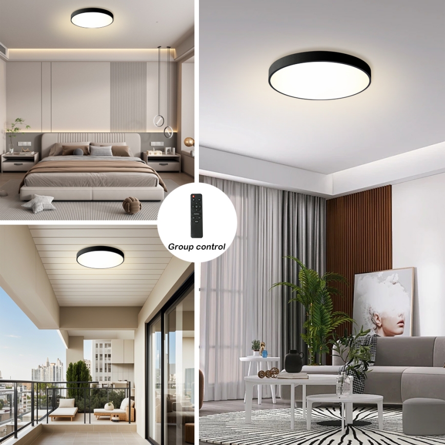 Brilagi - Candeeiro de teto LED regulável POOL LED/60W/230V 3000-6000K Ø 60 cm preto + controlo remoto