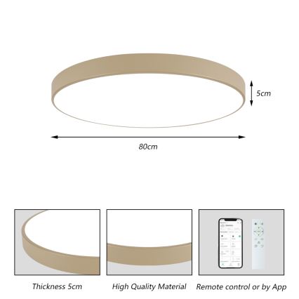 Brilagi - Candeeiro de teto LED dimerizável POOL SMART LED/100W/230V 3000-6000K 80 cm bege Wi-Fi Tuya + comando remoto