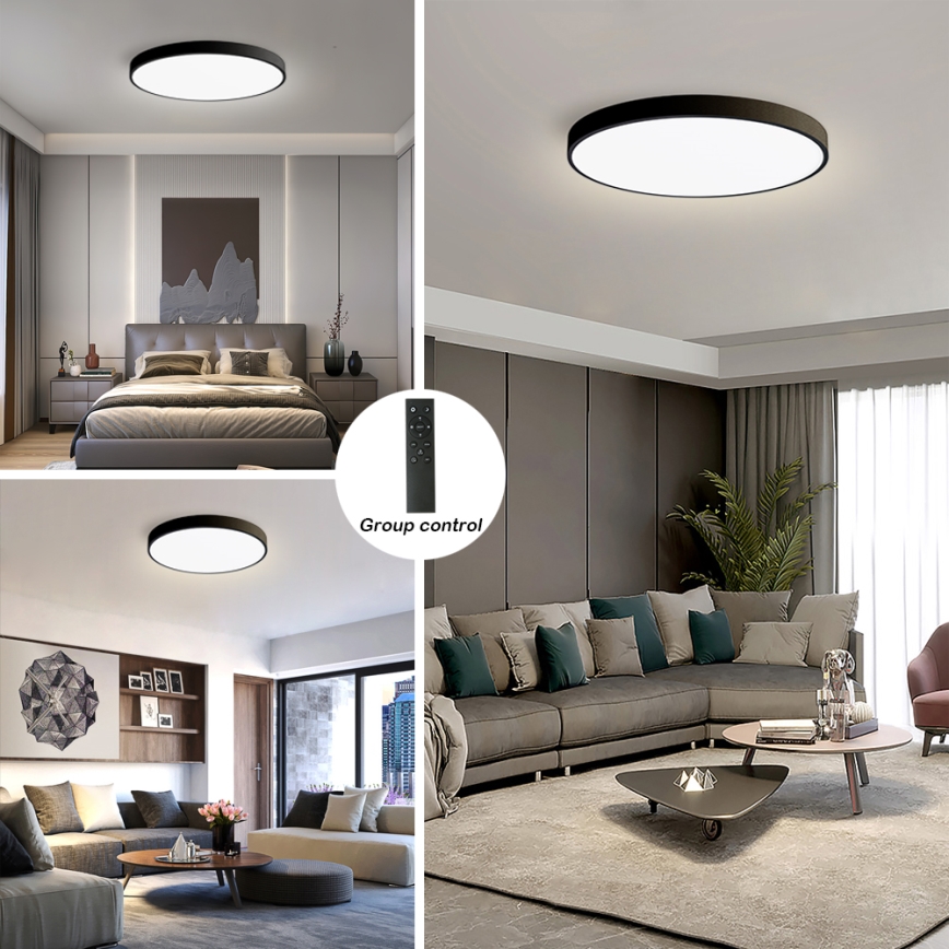 Brilagi - Candeeiro de teto LED regulável POOL SMART LED/100W/230V 3000-6000K Ø 80 cm Wi-Fi Tuya preto + comando remoto