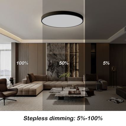 Brilagi - Luminária de teto LED dimerizável POOL SMART LED/180W/230V 3000-6000K Ø 120 cm Wi-Fi Tuya preta + controlo remoto