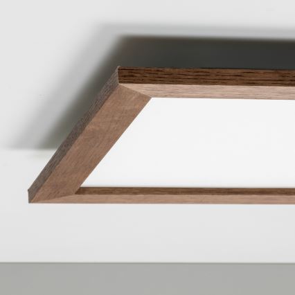 Brilagi - Candeeiro de tecto LED dimerizável SLIMFRAME WOOD LED/36W/230V 49,5x49,5 cm 3000-6000K castanho escuro + controlo remoto