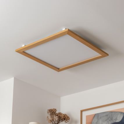 Brilagi - Luminária de teto LED dimerizável SLIMFRAME WOOD LED/58W/230V 64x64 cm 3000–6000K castanha + controlo remoto