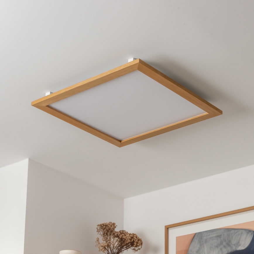 Brilagi - Luminária de teto LED dimerizável SLIMFRAME WOOD LED/58W/230V 64x64 cm 3000–6000K castanha + controlo remoto