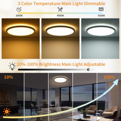 Brilagi - Candeeiro de teto LED regulável ULTRA SLIM LED/24W/230V 2700-6500K Ø 42 cm preto + controlo remoto