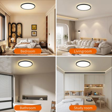 Brilagi - Candeeiro de teto LED regulável ULTRA SLIM LED/24W/230V 2700-6500K Ø 42 cm preto + controlo remoto