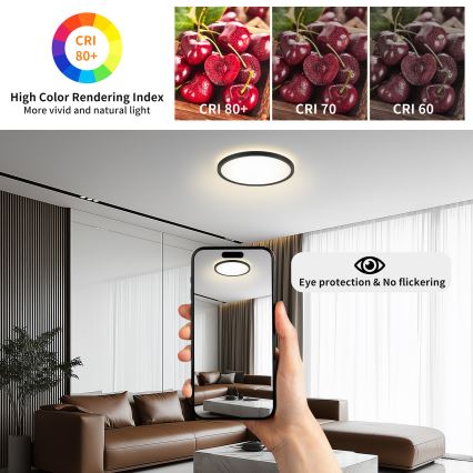 Brilagi - Candeeiro de teto LED regulável ULTRA SLIM LED/24W/230V 2700-6500K Ø 42 cm preto + controlo remoto
