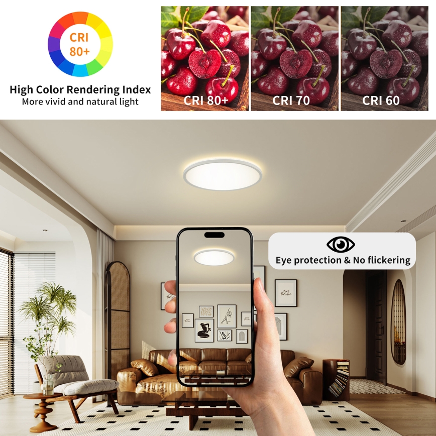 Brilagi - Luminária de teto dimerizável ULTRA SLIM LED/24W/230V 2700-6500K Ø 42 cm branca + controlo remoto