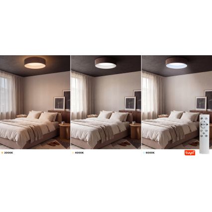 Brilagi - Luminária de tecto LED dimerizável VELVET SMARTIX LED/24W/230V 3000-6000K Ø 45 cm castanha Wi-Fi Tuya Beacon + controlo remoto