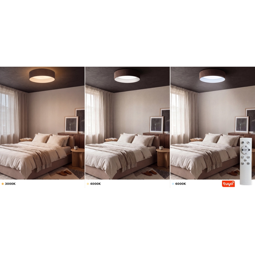 Brilagi - Luminária de tecto LED dimerizável VELVET SMARTIX LED/24W/230V 3000-6000K Ø 45 cm castanha Wi-Fi Tuya Beacon + controlo remoto