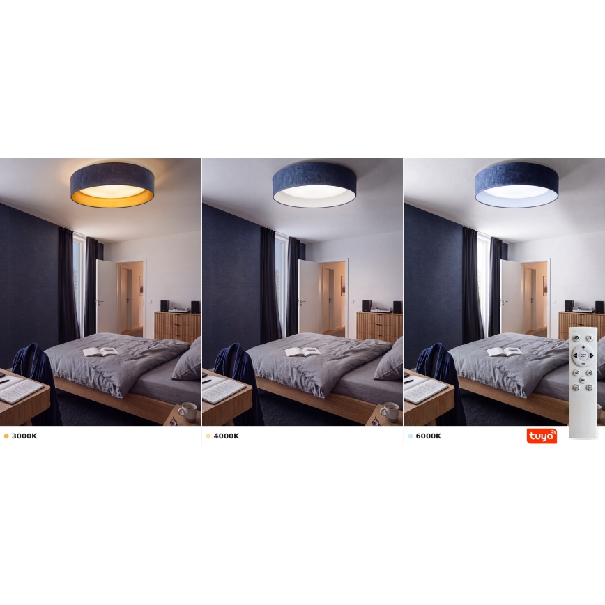 Brilagi - Candeeiro de teto dimerizável VELVET SMARTIX LED/36W/230V 3000-6000K Ø 55 cm azul Wi-Fi Tuya Beacon + controlo remoto