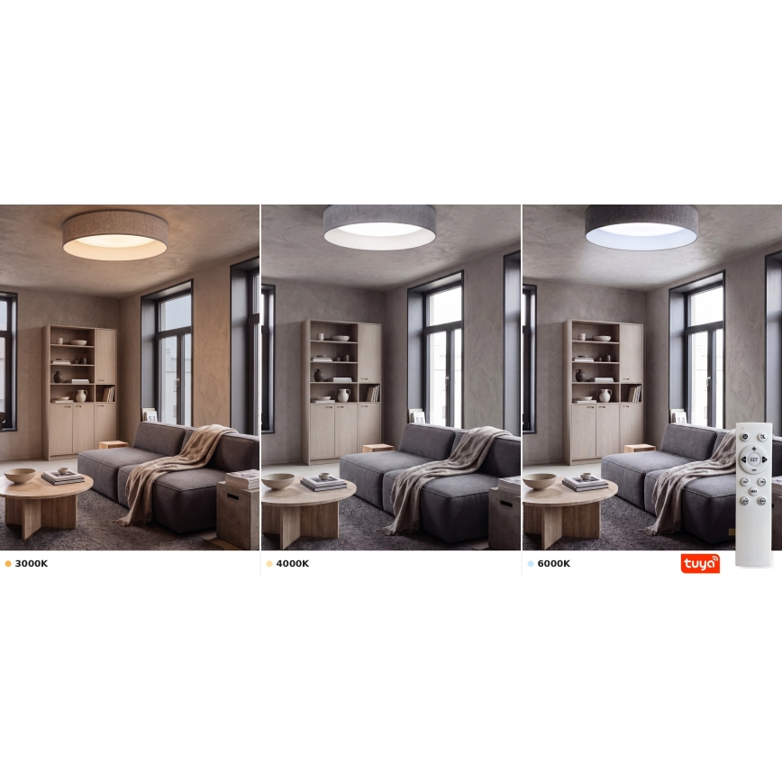 Brilagi - Candeeiro de teto LED dimerizável VELVET SMARTIX LED/36W/230V 3000-6000K Ø 55 cm cinzento Wi-Fi Tuya Beacon + comando remoto