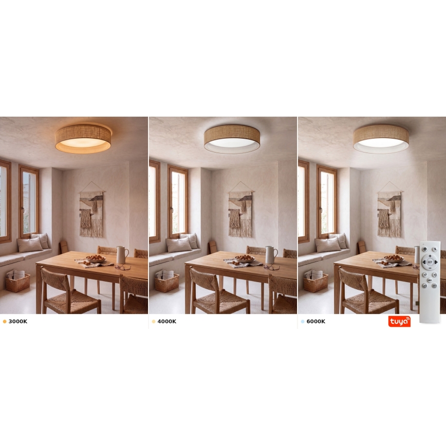 Brilagi - Candeeiro de teto LED regulável VELVET SMARTIX LED/36W/230V 3000-6000K Ø 55 cm bege Wi-Fi Tuya Beacon + comando à distância