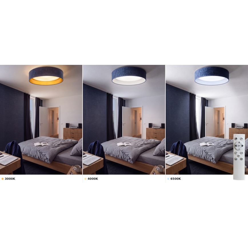 Brilagi - Candeeiro de teto LED regulável VELVET SMART VARI LED/24W/230V 3000-6500K diâmetro 45 cm azul + comando remoto