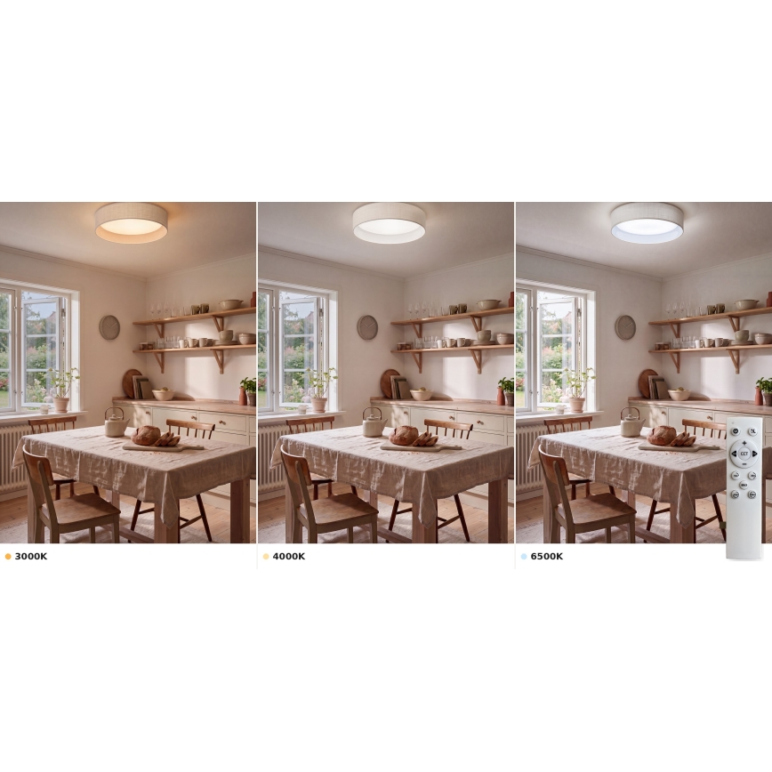 Brilagi - Candeeiro de tecto LED dimerizável VELVET SMART VARI LED/24W/230V 3000–6500K Ø 45 cm branco + comando remoto