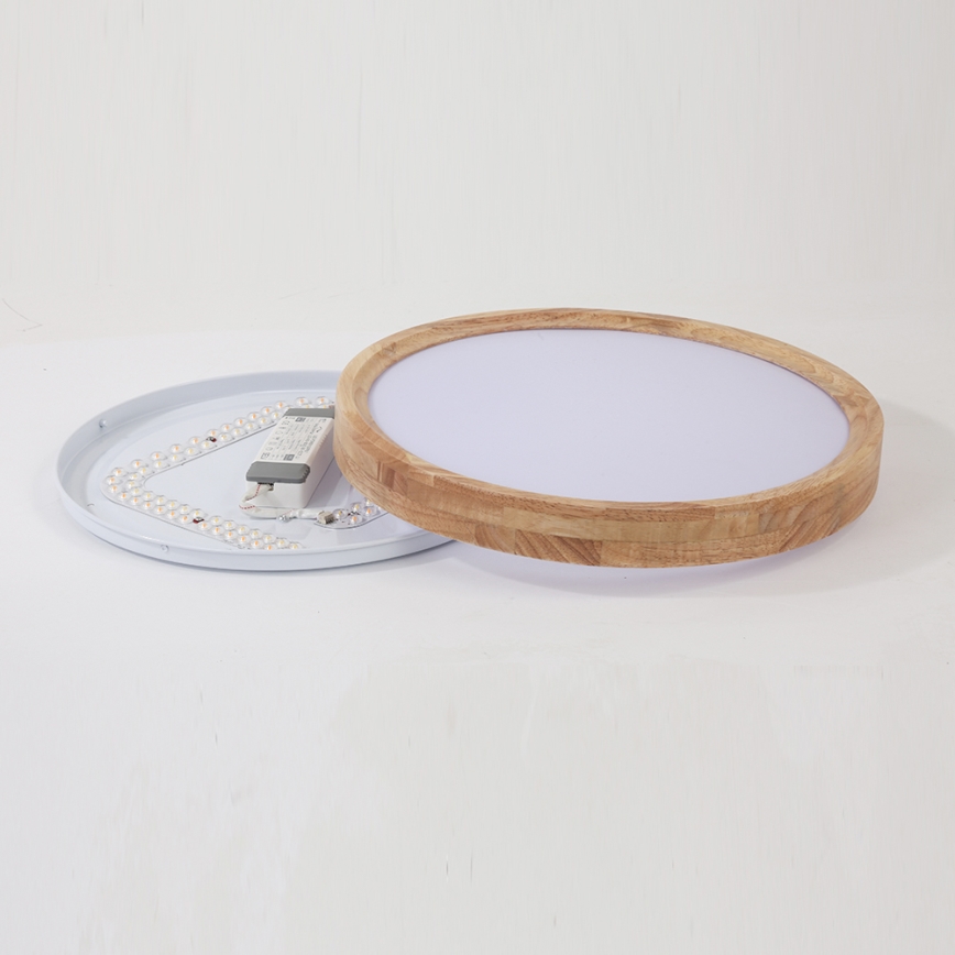 Brilagi - Luminária de teto LED regulável WOODROUND LED/30W/230V 3000-6000K Ø 40 cm madeira IRC 90 + comando remoto