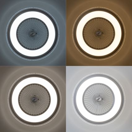 Brilagi - Luminária LED Regulável com Ventilador RONDA LED/48W/230V 3000-6000K prata + comando à distância