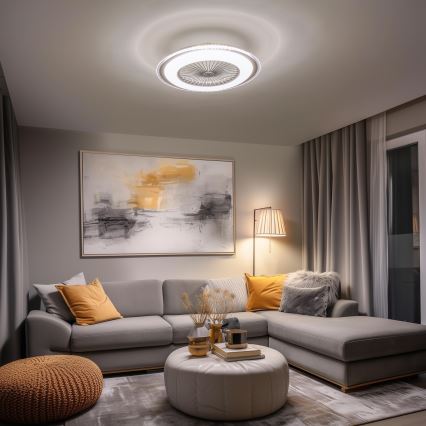 Brilagi - Luminária LED Regulável com Ventilador RONDA LED/48W/230V 3000-6000K prata + comando à distância