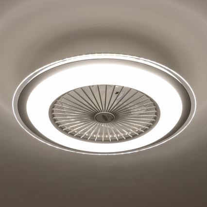 Brilagi - Luminária LED Regulável com Ventilador RONDA LED/48W/230V 3000-6000K prata + comando à distância