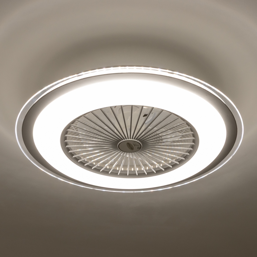 Brilagi - Luminária LED Regulável com Ventilador RONDA LED/48W/230V 3000-6000K prata + comando à distância