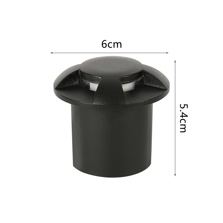 Brilagi - Luminária LED embutida no solo para exterior GROUNDRAY LED/1W/230V preta IP67