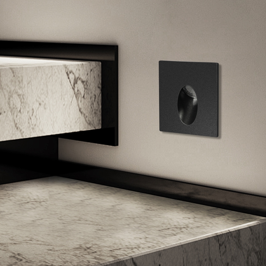 Brilagi - Luminária LED embutida para exterior STAIRDOT LED/2W/230V preta IP65 quadrada