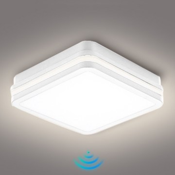 Brilagi - Luminária LED exterior com sensor BENE LED/18W/230V 22x22 cm branca IP54