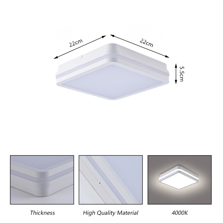 Brilagi - Luminária LED exterior com sensor BENE LED/18W/230V 22x22 cm branca IP54