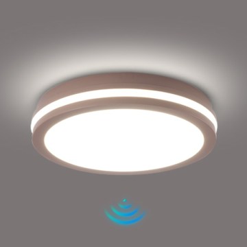 Brilagi - Luminária LED exterior com sensor BENE LED/24W/230V, Ø 26 cm, castanha, IP54