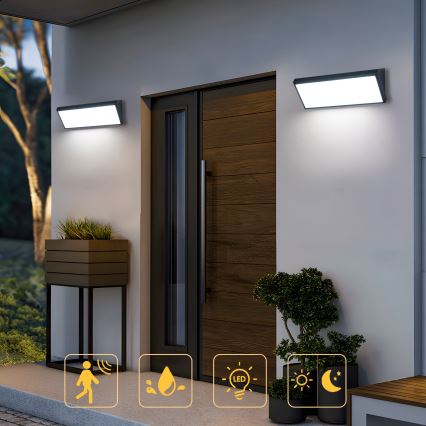 Brilagi - Aplique de parede LED para exterior com sensor TRIANGLE LED/42W/230V 45 cm preto IP65